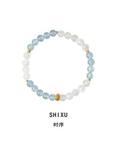 Shixu | Natural Aquamarine & Moonstone Crystal Bracelet – Calm & Intuition